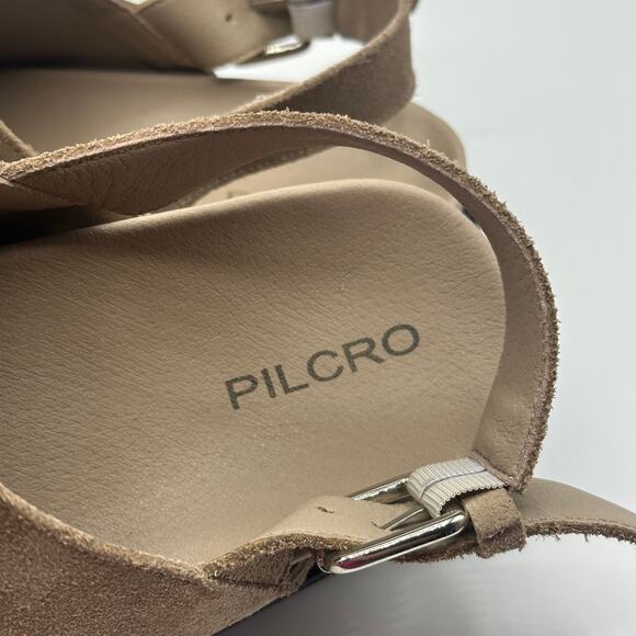 ANTHROPOLOGIE x PILCRO Suede Leather Slingback Mules Tan Taupe Sz 40/10 - Picture 6 of 8